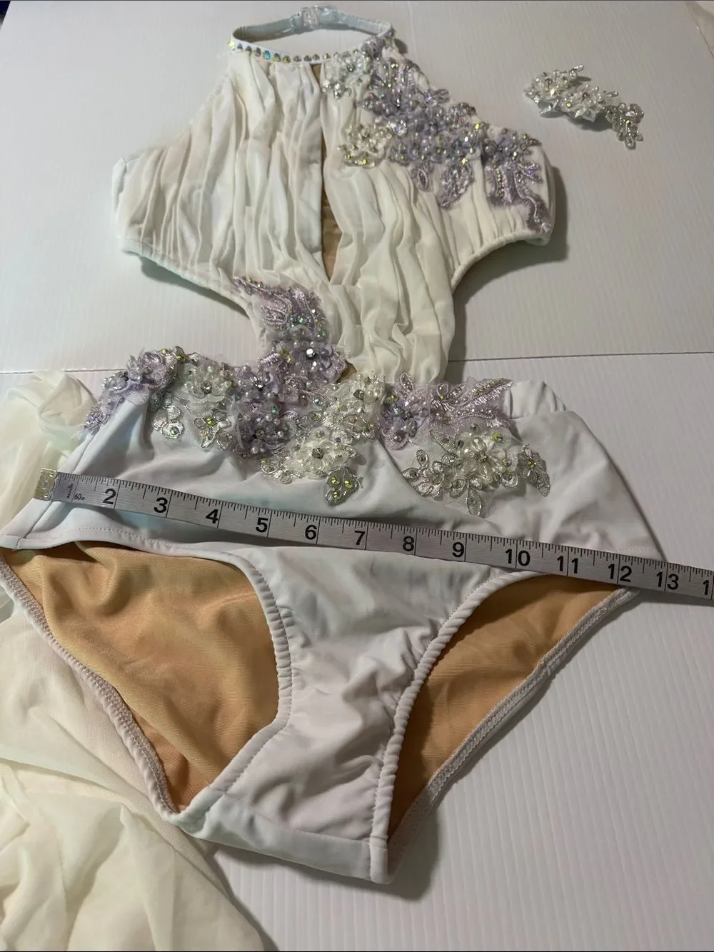 Glamour White competition Solo Dance Costume Lyrical Contemporary Adult Small